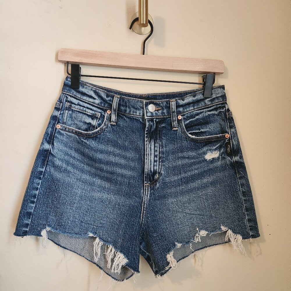 Silver Jeans Co. Mid-Rise Shorts EUC | Size 27 | Cut Out Front & Raw Hem - Picture 1 of 8